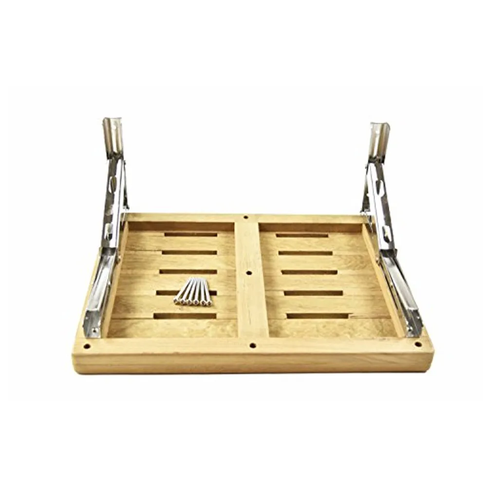 Marine City Teak Wall Mount Fold Down Bench with Slots for Boat, Shower Room, Steam, Sauna Room (18 inches × 13 inches)