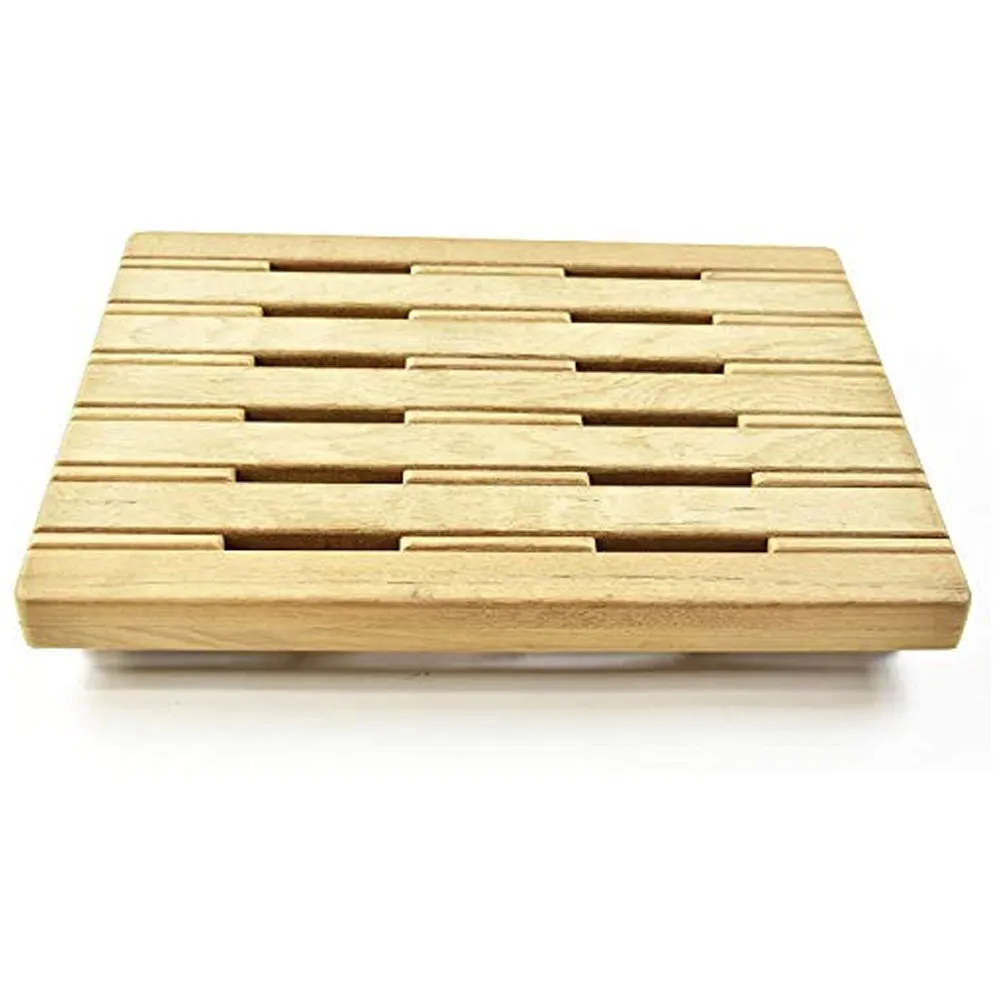 Marine City Teak Wall Mount Fold Down Bench with Slots for Boat, Shower Room, Steam, Sauna Room (18 inches × 13 inches)