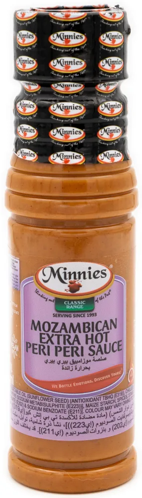 Minnies Vegan Mozambican Extra Hot Peri Peri 250ml