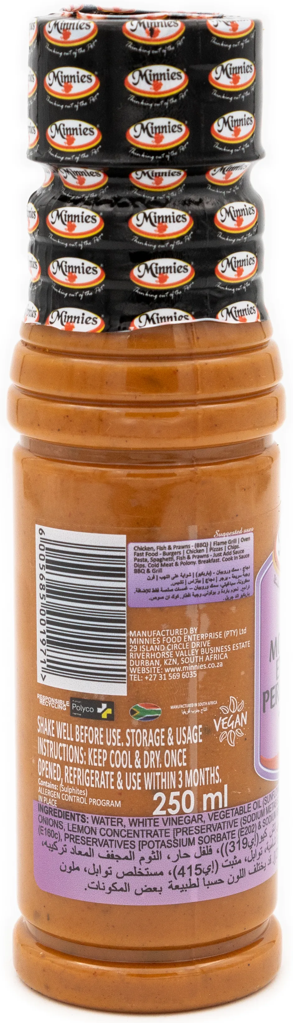 Minnies Vegan Mozambican Extra Hot Peri Peri 250ml