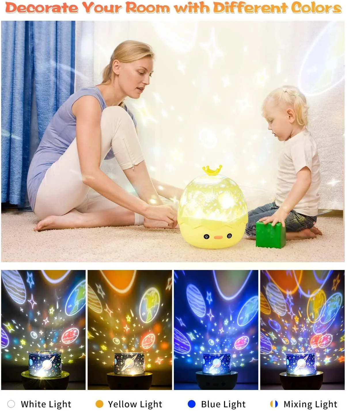 Night Light Projecter with Bluetooth Music Player