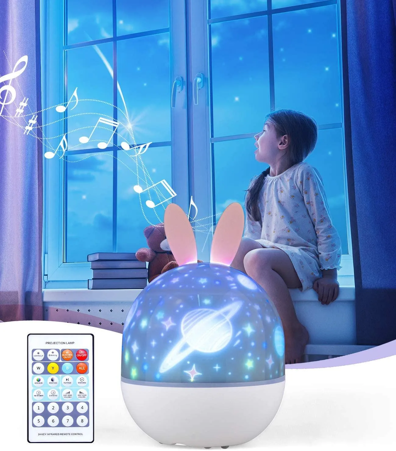 Night Light Projecter with Bluetooth Music Player