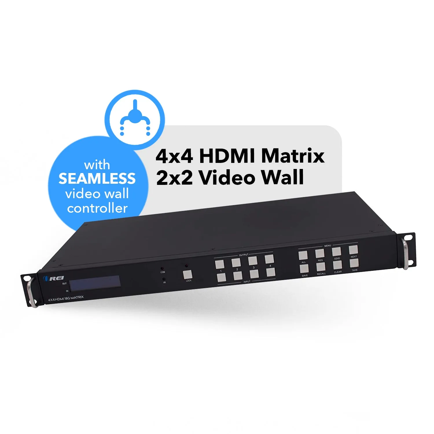 OREI UHD-404VW: 4X4 HDMI Matrix with Video Wall (2x2)