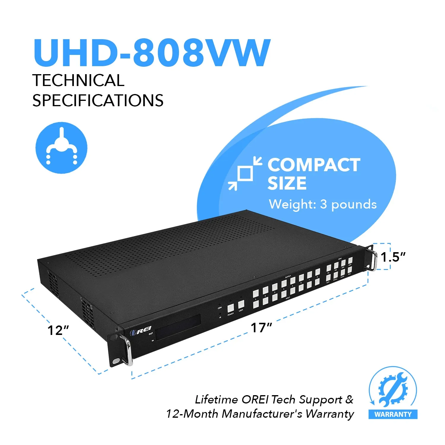 OREI UHD-808VW: 8x8 HDMI Matrix-Zero Latency- 4x2 Video Wall
