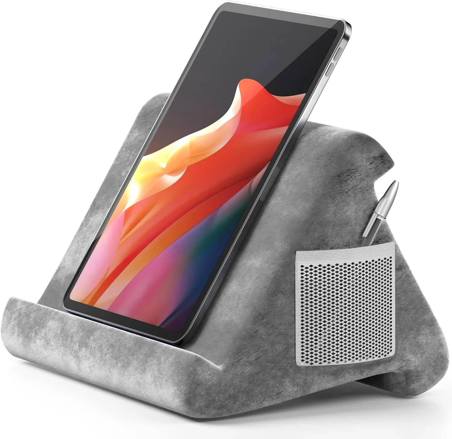 Pad Tablet Pillow, Tablet Pillow Stand for Pad Multi-Angle Portable Lap Pillow for Home, Work & Travel（Black）