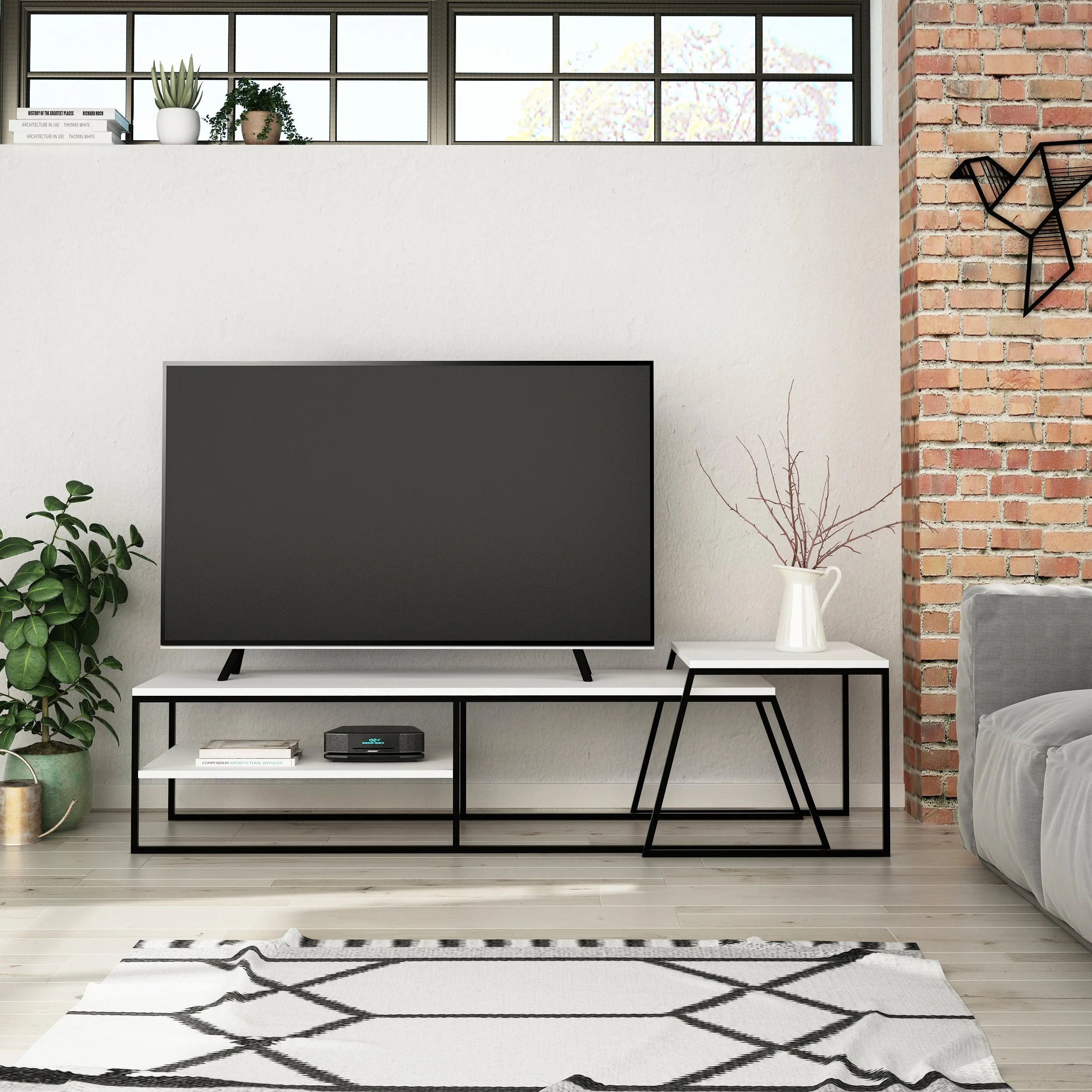 Pal Modern TV Stand Multimedia Centre With Storage Cabinet 163cm