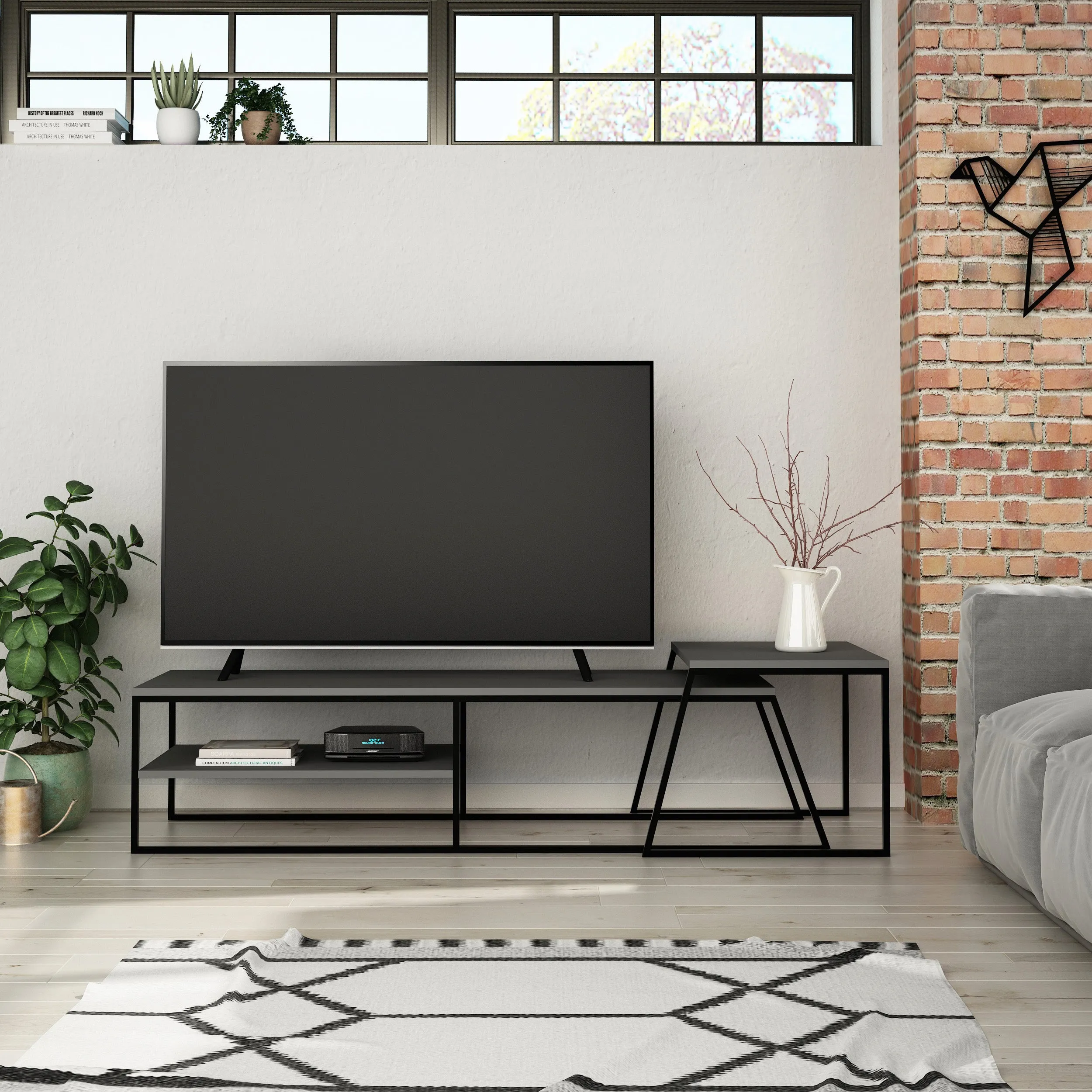 Pal Modern TV Stand Multimedia Centre With Storage Cabinet 163cm