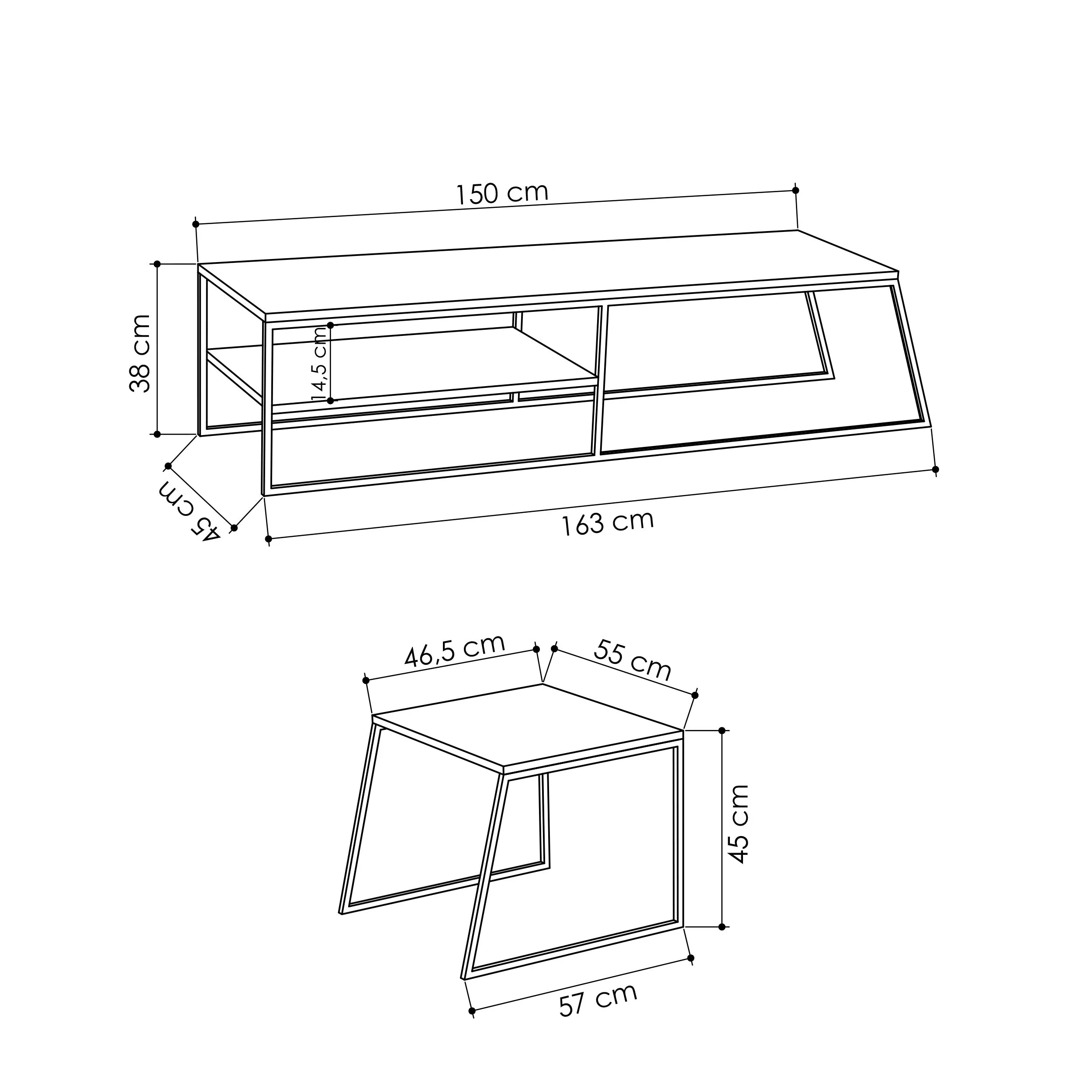 Pal Modern TV Stand Multimedia Centre With Storage Cabinet 163cm