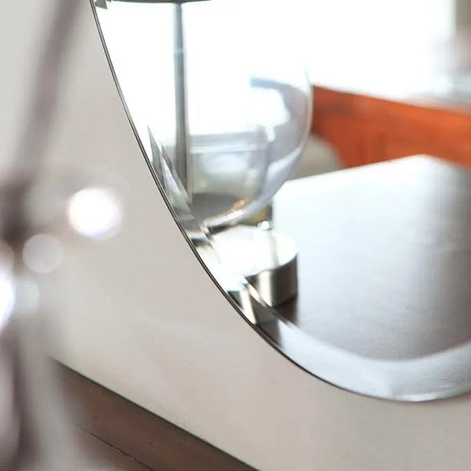 PLAZZIO (Pack of 2 Mirror Combo Decorative Frameless Oval Wall Mount Mirror (18 x 24 Inch. with Beveled Edges, Suitable for Bathroom)