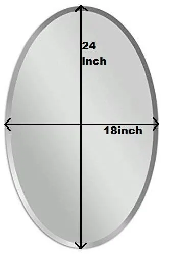 PLAZZIO (Pack of 2 Mirror Combo Decorative Frameless Oval Wall Mount Mirror (18 x 24 Inch. with Beveled Edges, Suitable for Bathroom)