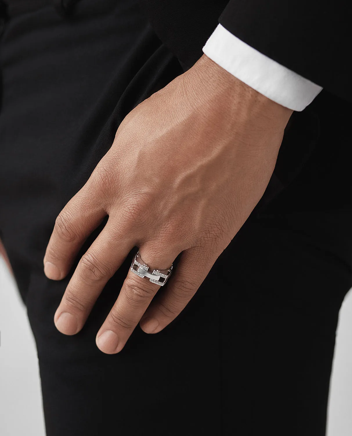 Ready to Ship - BINGHAM 14k White Gold Square Ring with 1.05ct Diamonds