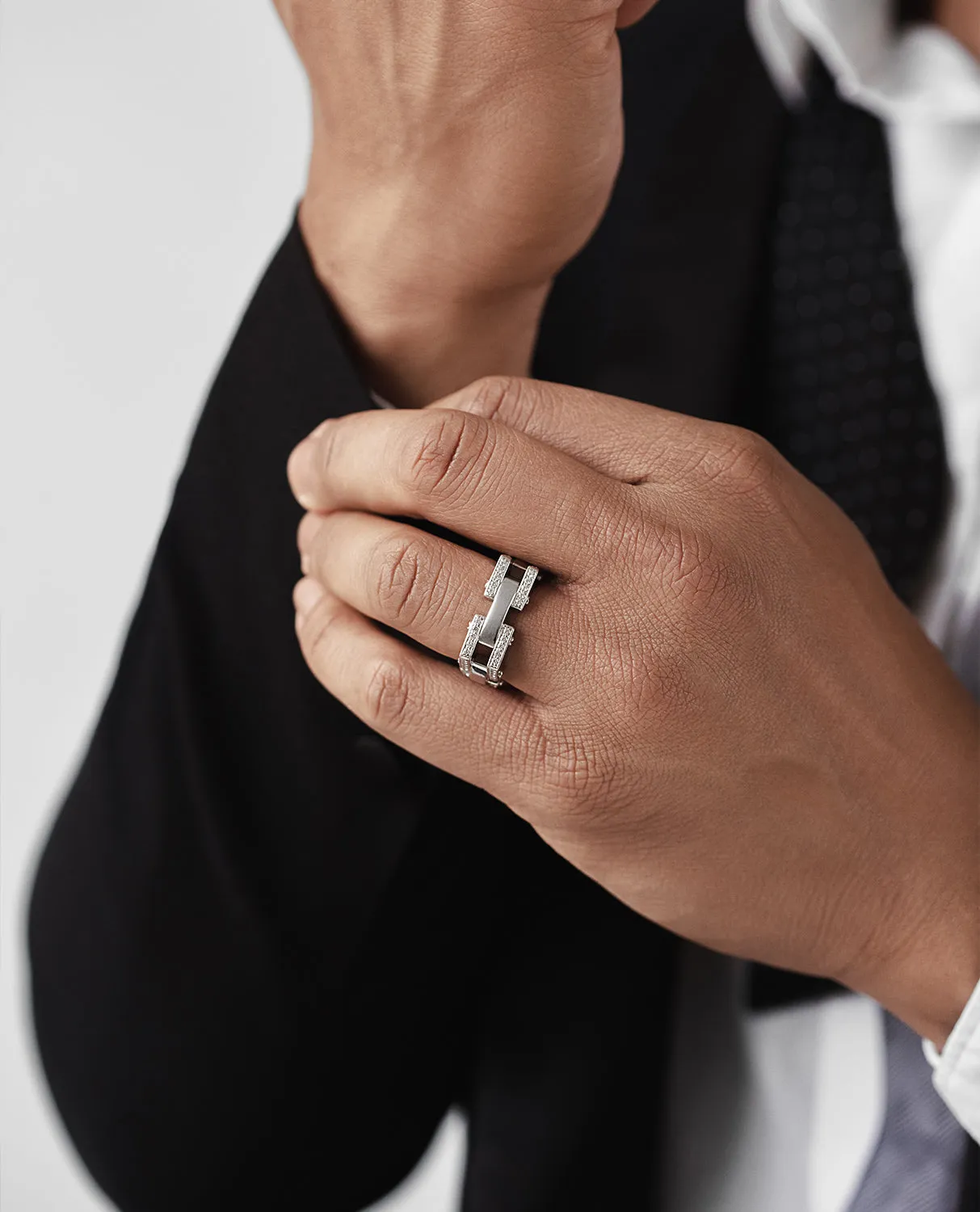 Ready to Ship - BINGHAM 14k White Gold Square Ring with 1.05ct Diamonds