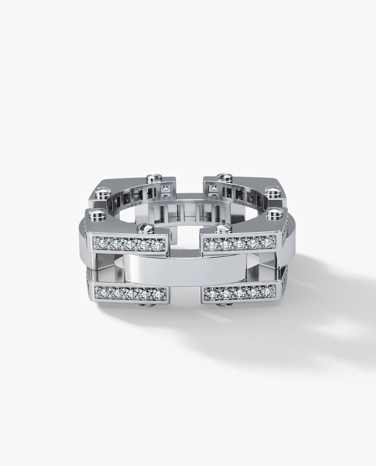 Ready to Ship - BINGHAM 14k White Gold Square Ring with 1.05ct Diamonds
