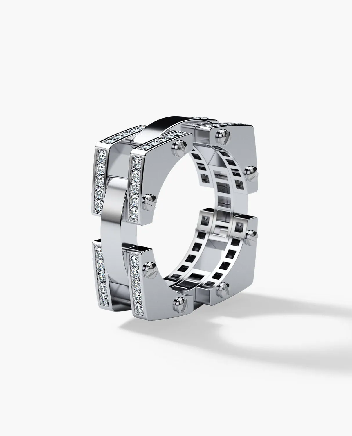 Ready to Ship - BINGHAM 14k White Gold Square Ring with 1.05ct Diamonds