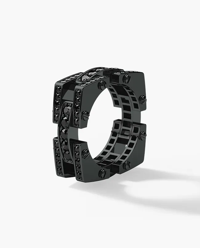 Ready to Ship - BINGHAM 18k EverBlak Gold Square Ring with 2.15ct Black Diamonds