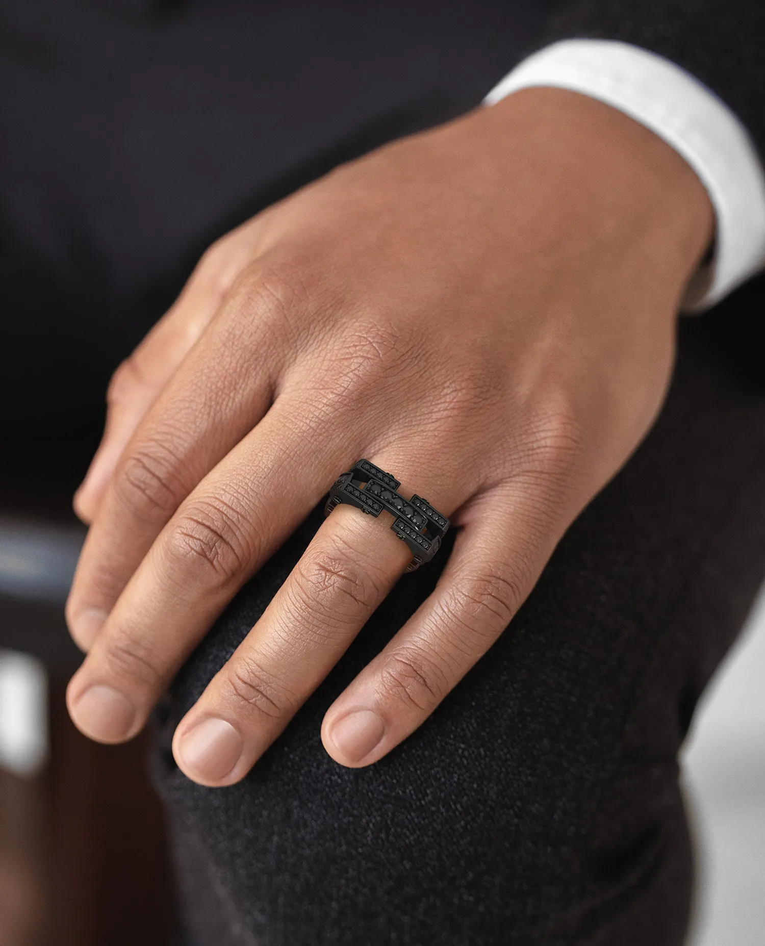 Ready to Ship - BINGHAM 18k EverBlak Gold Square Ring with 2.15ct Black Diamonds