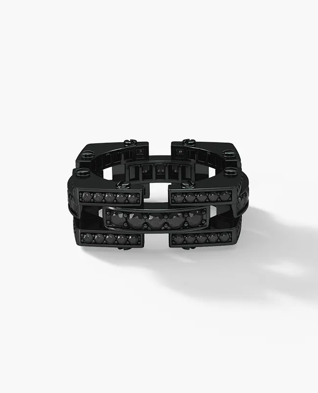 Ready to Ship - BINGHAM 18k EverBlak Gold Square Ring with 2.15ct Black Diamonds