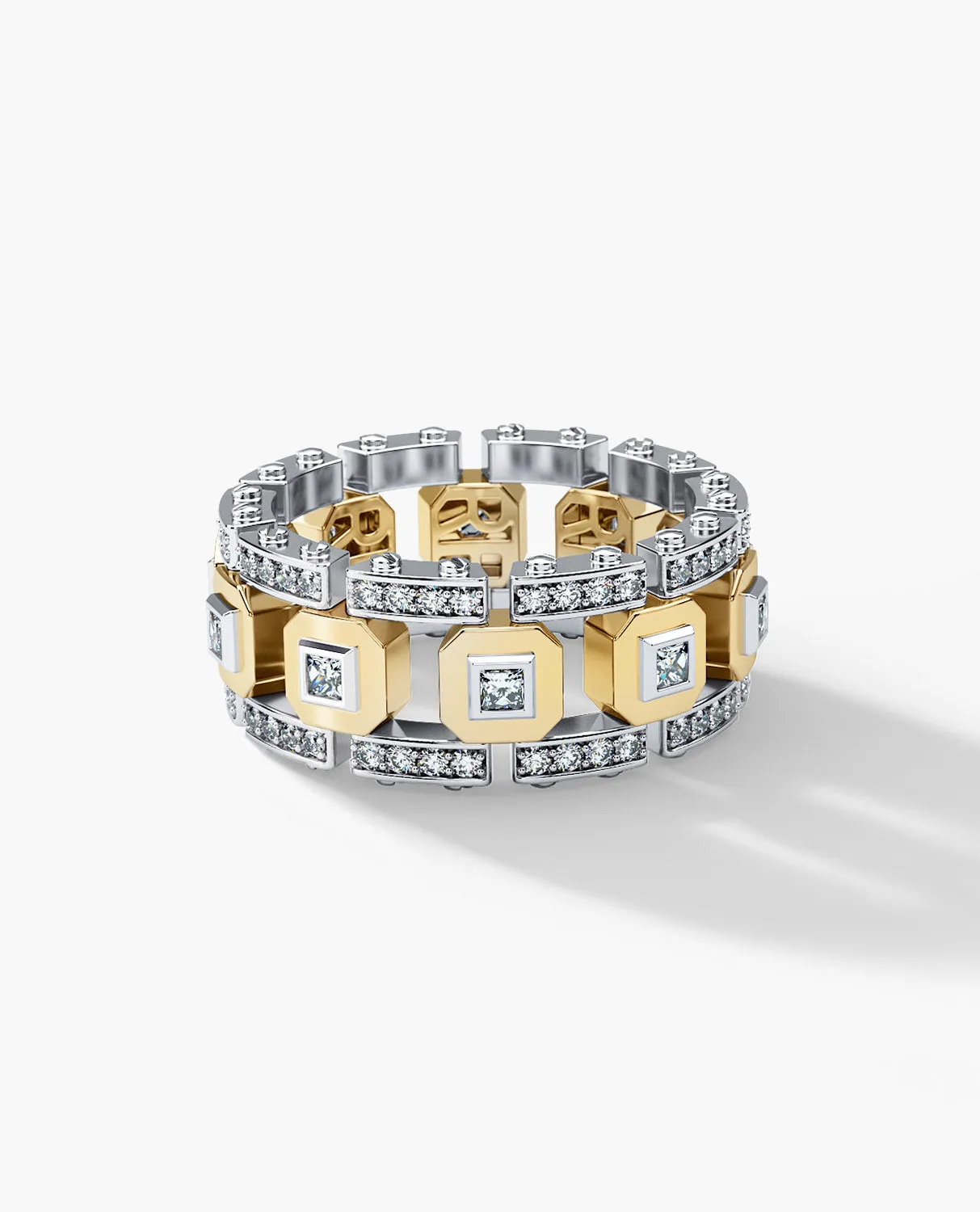 Ready to Ship - LA PAZ 18k White & Yellow Gold Ring with 1.20ct Diamonds