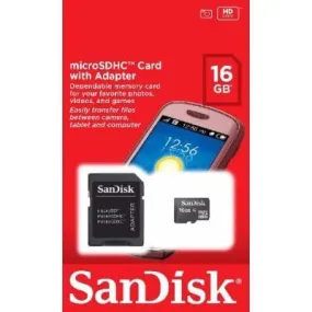 SanDisk 16gb Memory Card   Adapter