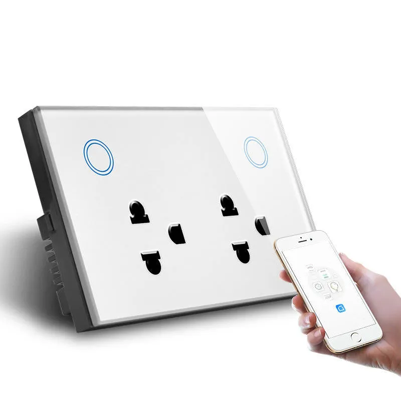 Smart life Tuya US Outlet Wall Socket Power Monitor Glass Timing Touch Smart Zigbee/WIFI Socket For Google Alexa
