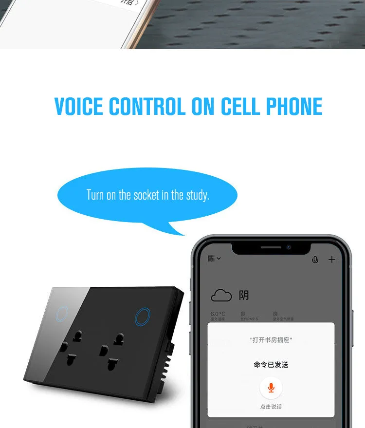 Smart life Tuya US Outlet Wall Socket Power Monitor Glass Timing Touch Smart Zigbee/WIFI Socket For Google Alexa