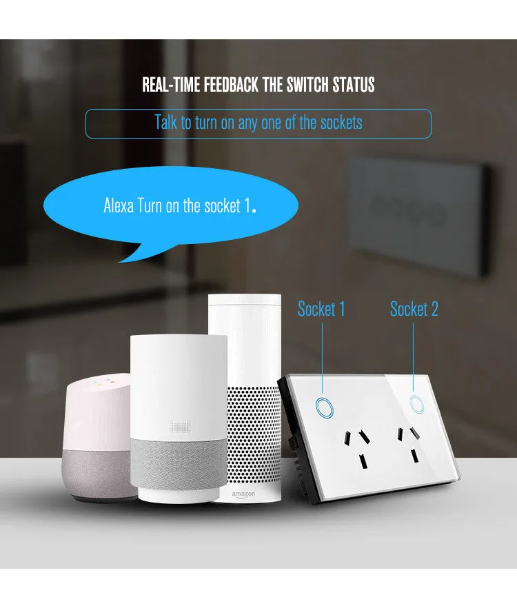 Smart life Tuya US Outlet Wall Socket Power Monitor Glass Timing Touch Smart Zigbee/WIFI Socket For Google Alexa