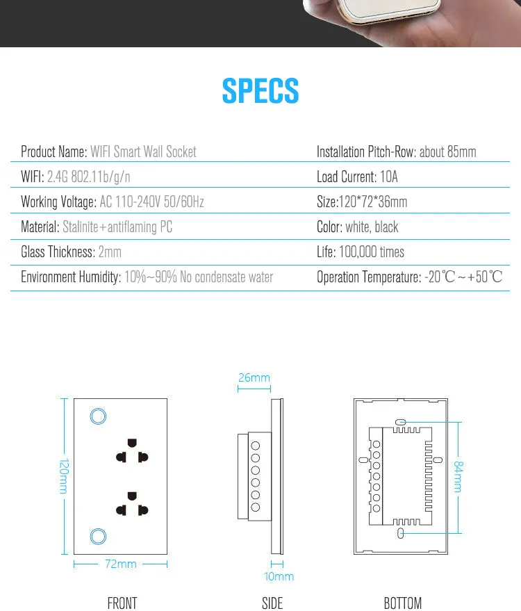 Smart life Tuya US Outlet Wall Socket Power Monitor Glass Timing Touch Smart Zigbee/WIFI Socket For Google Alexa