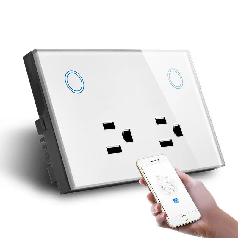 Smart life Tuya US Outlet Wall Socket Power Monitor Glass Timing Touch Smart Zigbee/WIFI Socket For Google Alexa