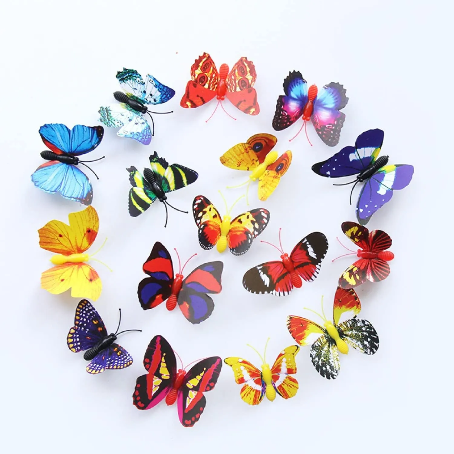 SMART WINDOW Multicolour Butterfly Decorative Self Adhesive Kids Room Décor Vinyl Wall Sticker Butterfly Sticker Sheet (16 cm X 13 cm, Pack of 12)
