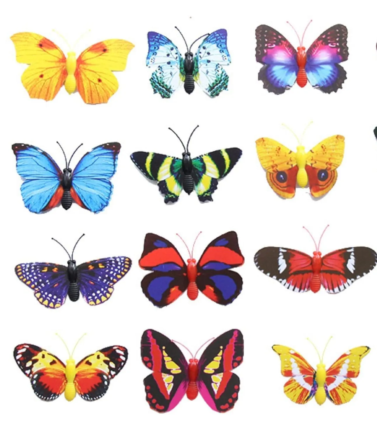 SMART WINDOW Multicolour Butterfly Decorative Self Adhesive Kids Room Décor Vinyl Wall Sticker Butterfly Sticker Sheet (16 cm X 13 cm, Pack of 12)