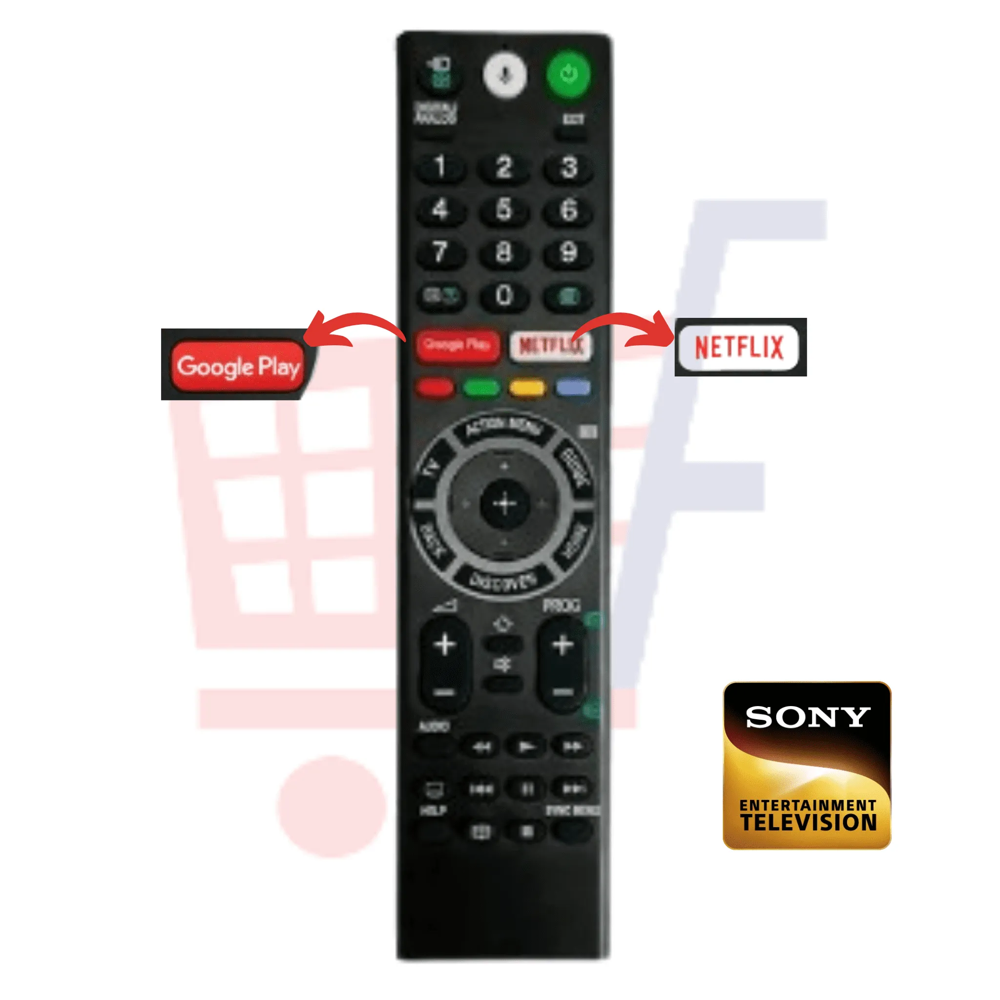 Sony Smart TV Remote Control with Netflix, Google Play, and Voice Recognition | Replacement Remote for Sony TVs