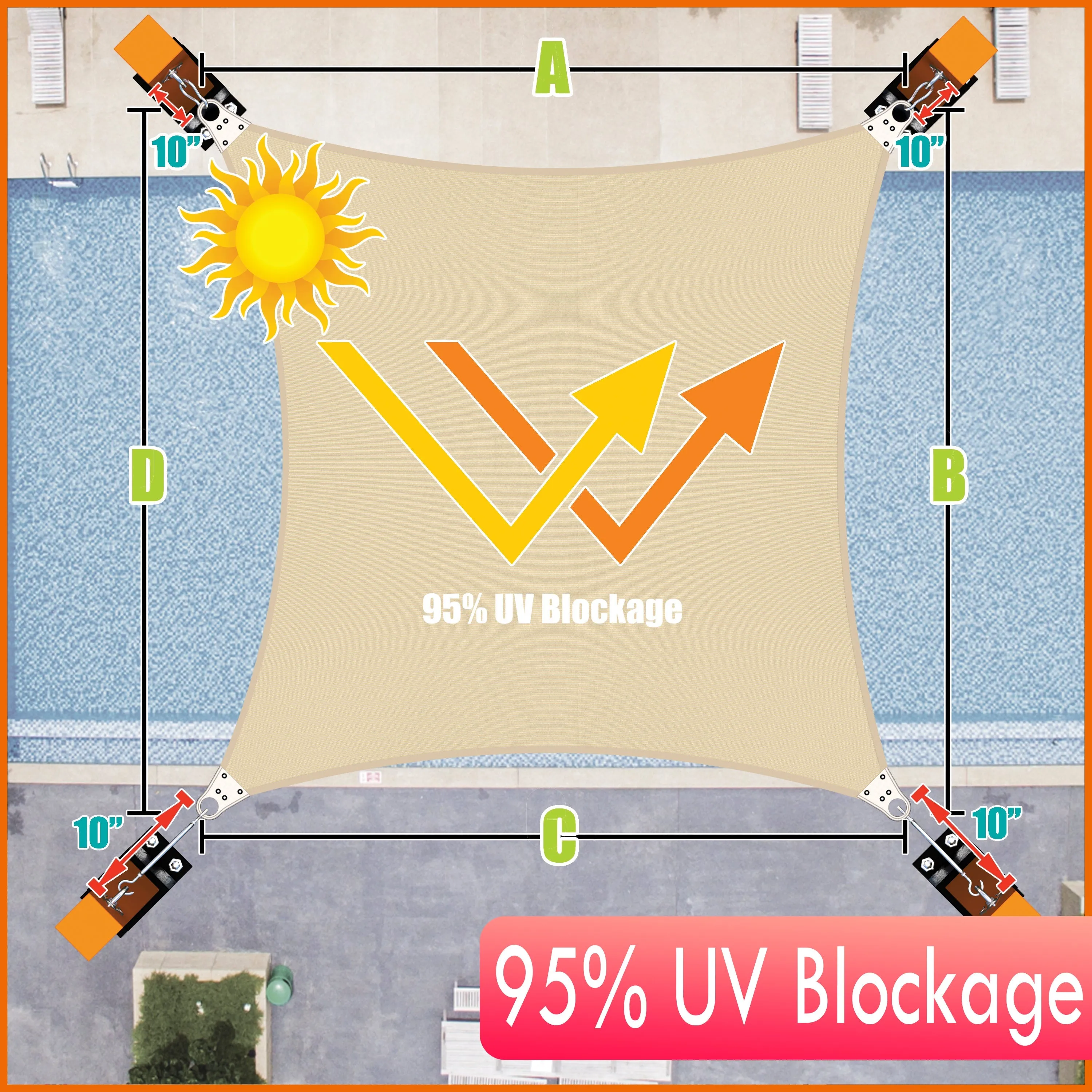 Square Super Ring - Heavy Duty, Super Durable Sun Shade Sail | 5 Colors & 7 Sizes