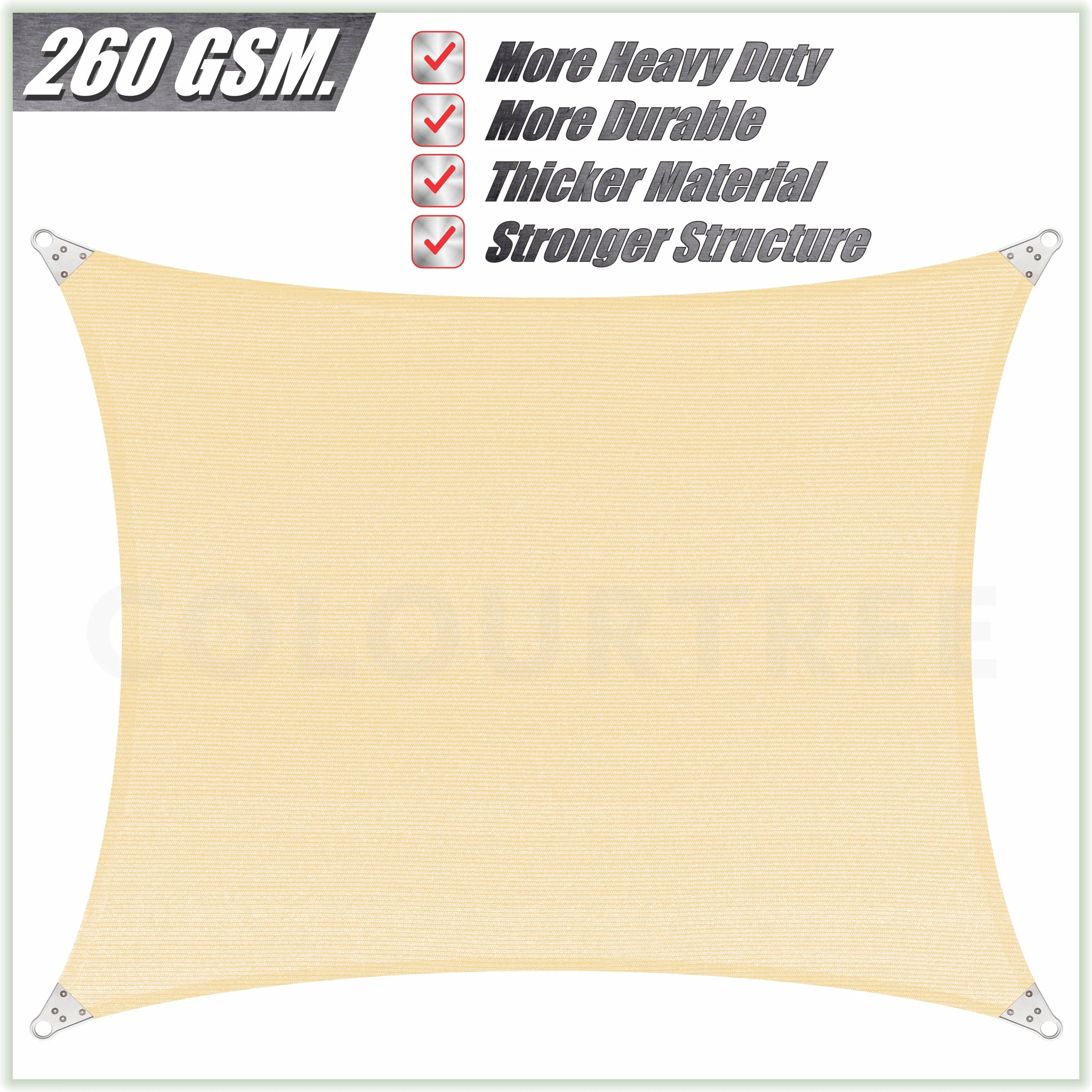 Square Super Ring - Heavy Duty, Super Durable Sun Shade Sail | 5 Colors & 7 Sizes