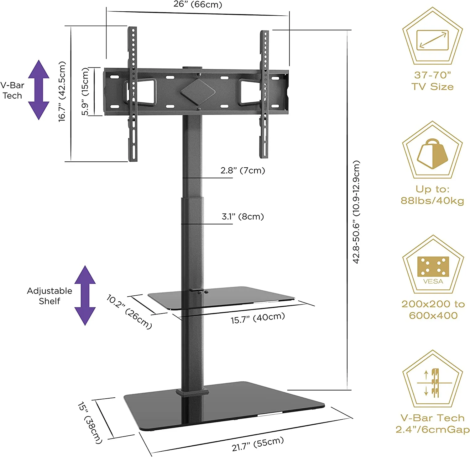 Swivel Tv Stand for 32-70 Inch