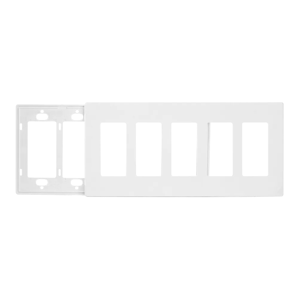 TAN-D0070-5W-S 5-Gang Decorator Screwless Wall Plate - White