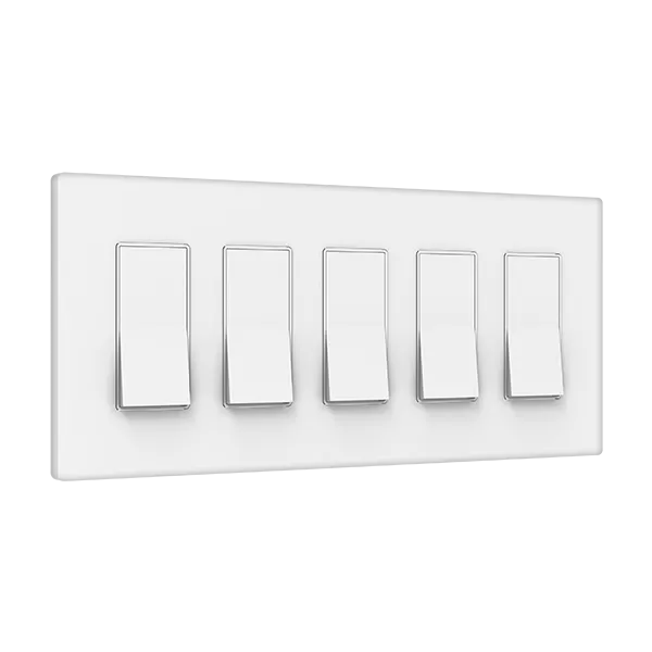 TAN-D0070-5W-S 5-Gang Decorator Screwless Wall Plate - White