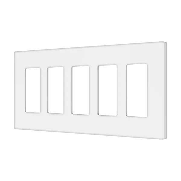 TAN-D0070-5W-S 5-Gang Decorator Screwless Wall Plate - White