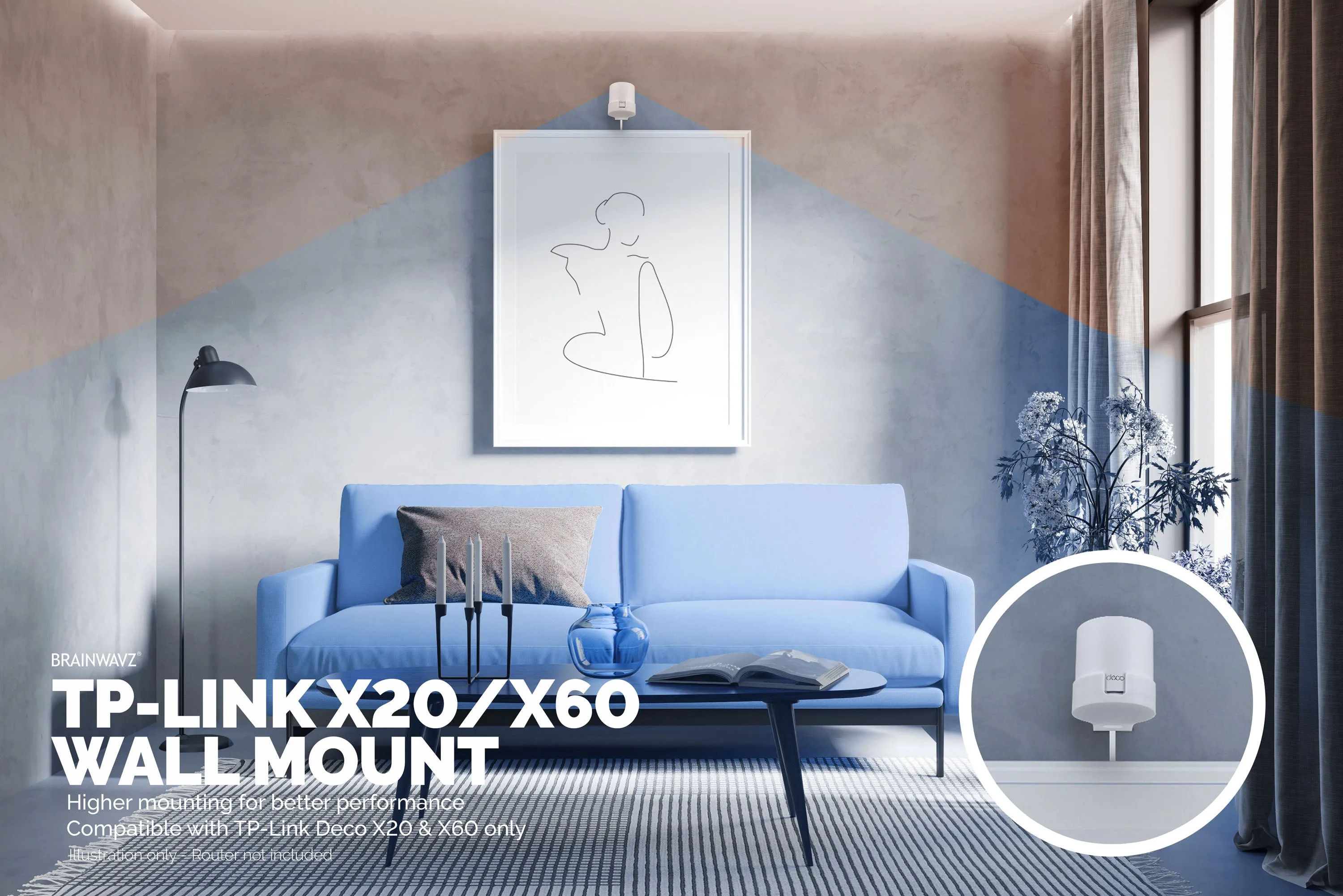 TP-Link Deco X20 & X60 Adhesive Wall Mount Holder - Easy To Install