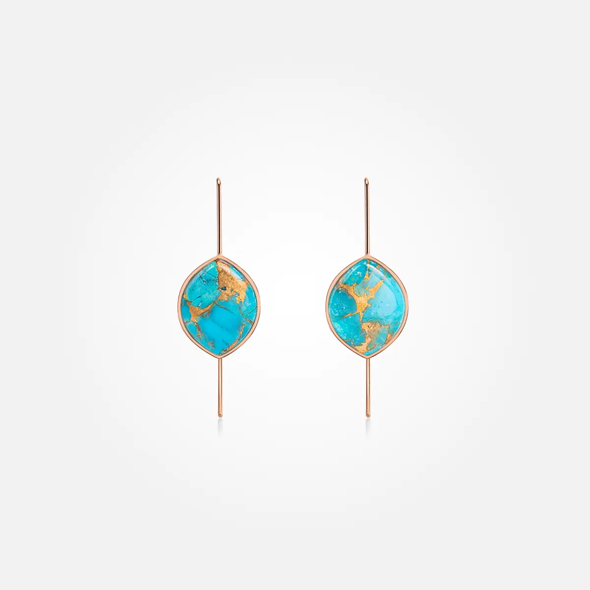 Turquoise Copper Stone Earrings (Curved)