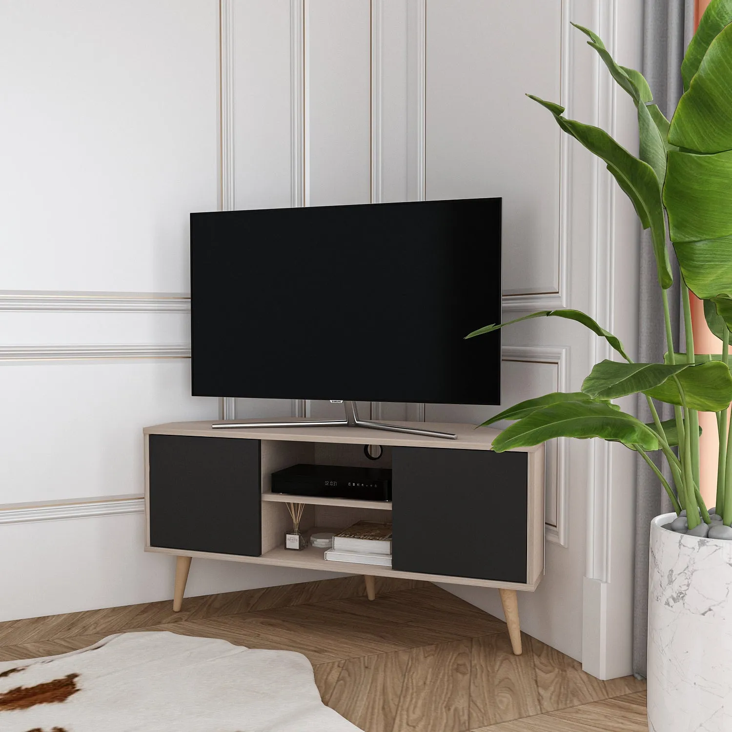 Tv Stand Lesson Cottonbeige&Black-LSS47TS06
