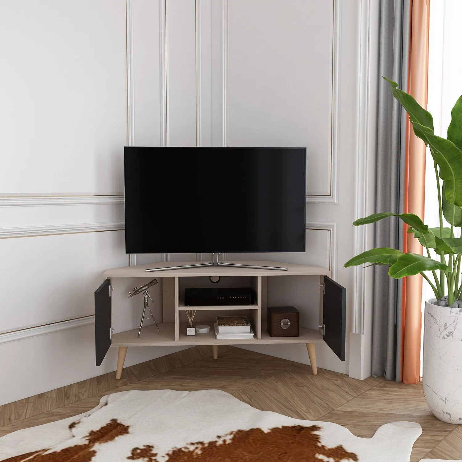 Tv Stand Lesson Cottonbeige&Black-LSS47TS06