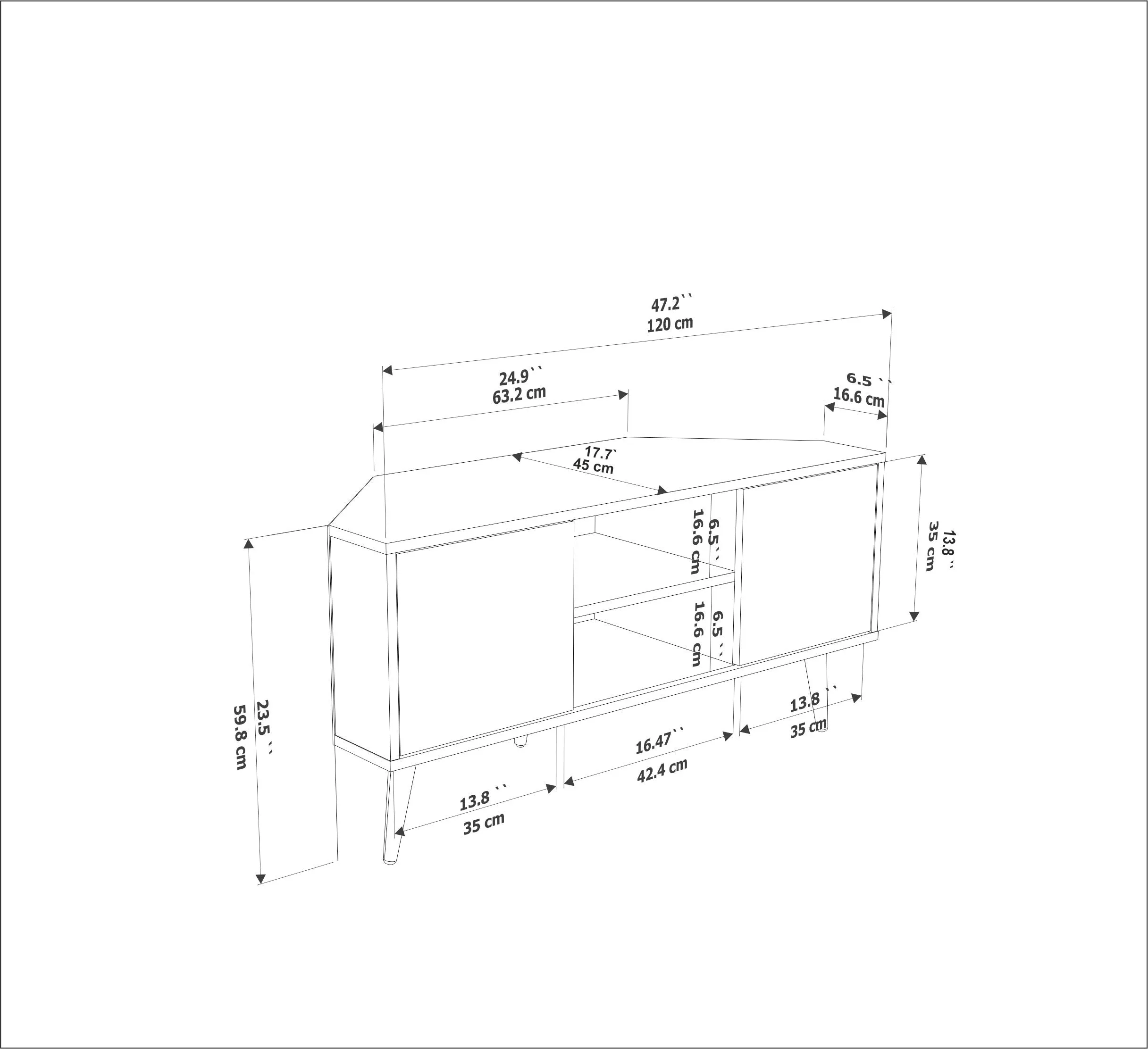 Tv Stand Lesson Cottonbeige&Black-LSS47TS06