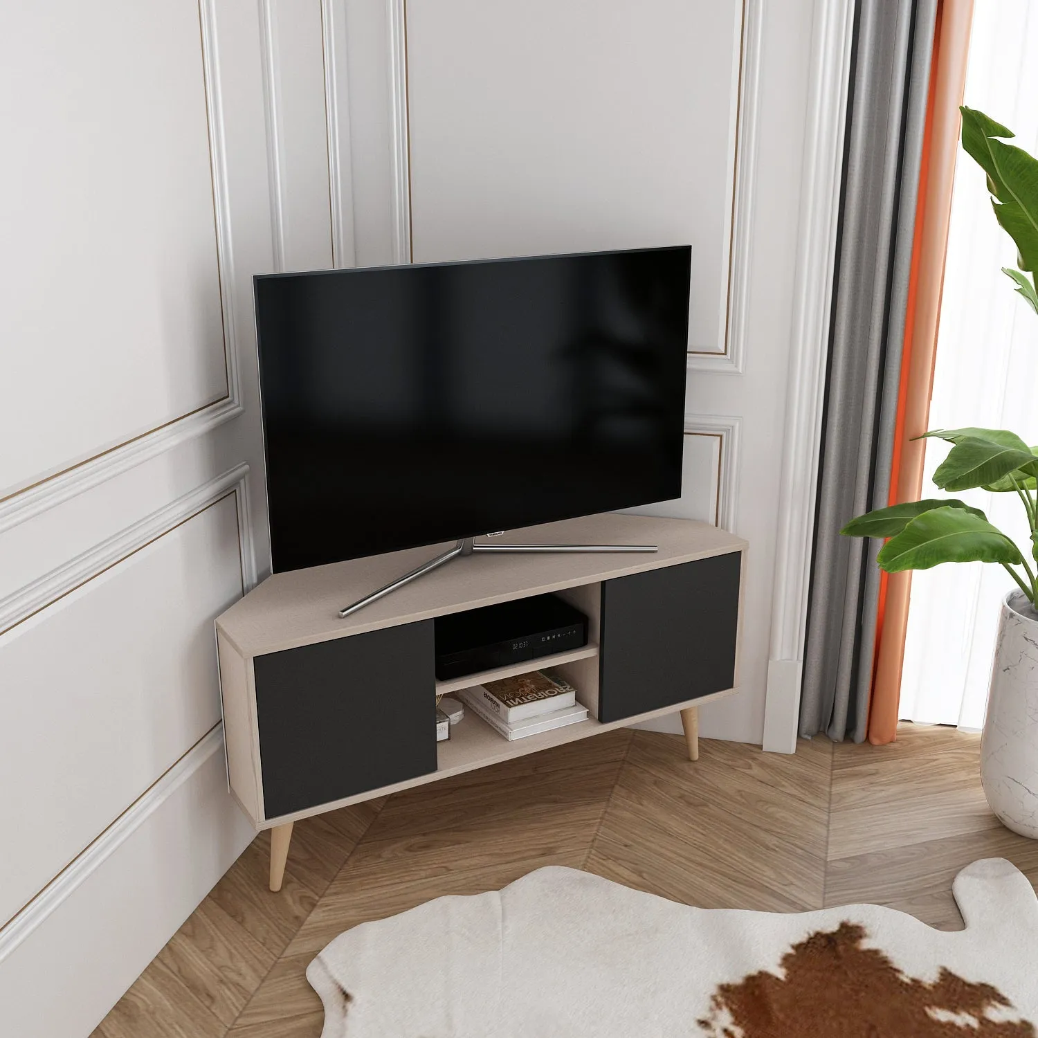 Tv Stand Lesson Cottonbeige&Black-LSS47TS06
