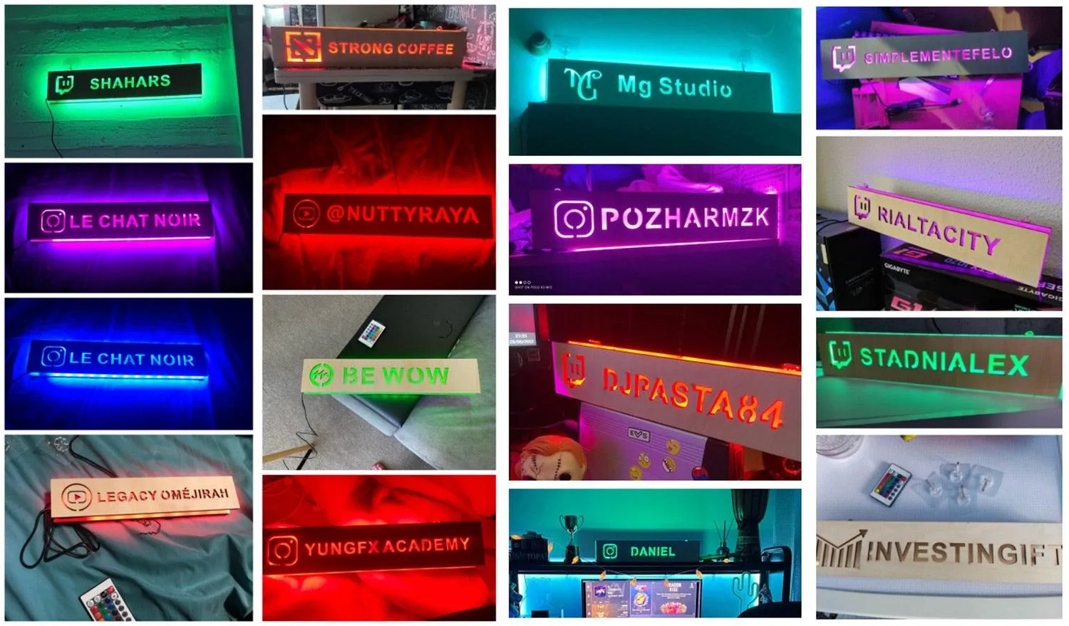 Twitch LED, Live Stream Light, Gamer Tag, YouTube Channel Light, Username Light for Live Streaming