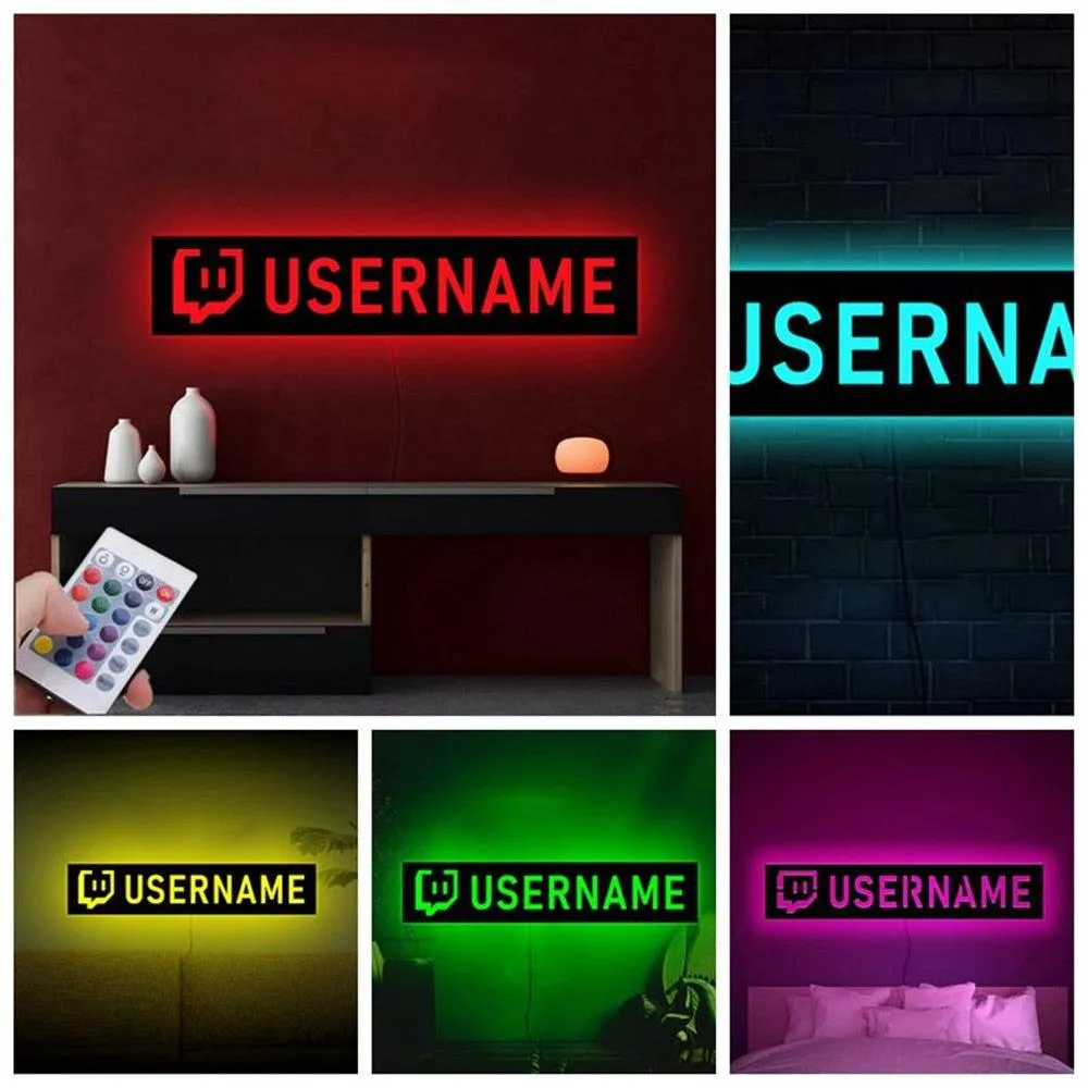 Twitch LED, Live Stream Light, Gamer Tag, YouTube Channel Light, Username Light for Live Streaming