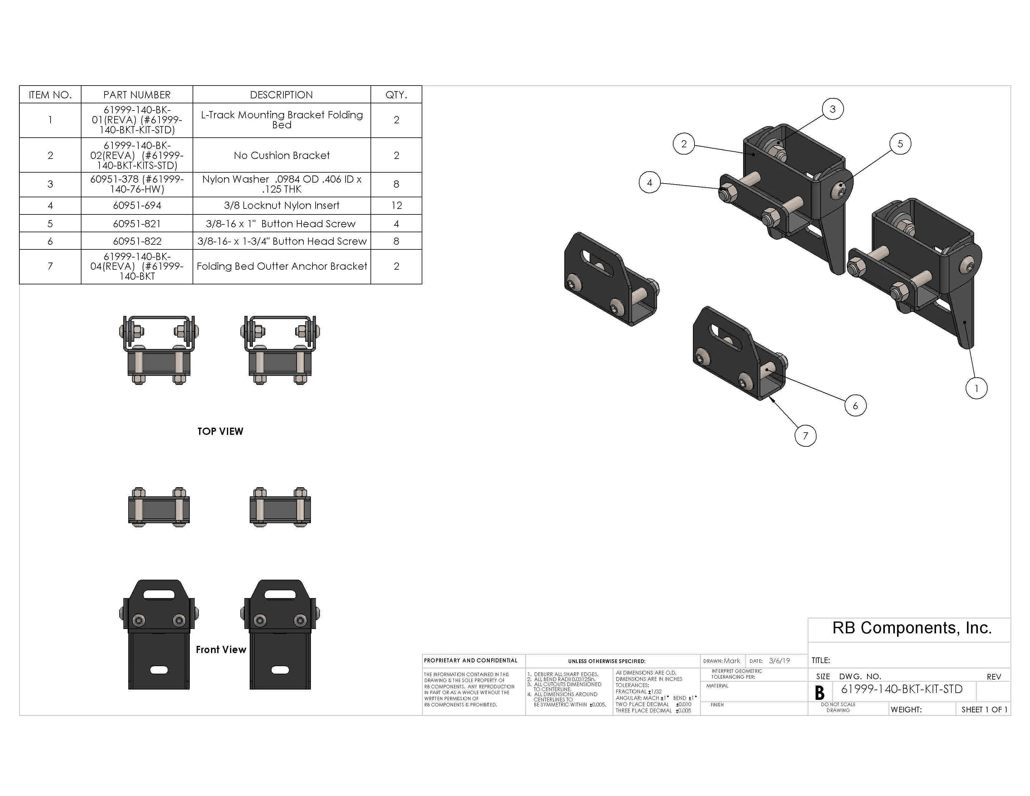 Wall Mount Hanging Platform Bed Mounting Bracket Kit - No Cushion