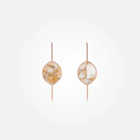 White Calcite Copper Stone Earrings (Curved)