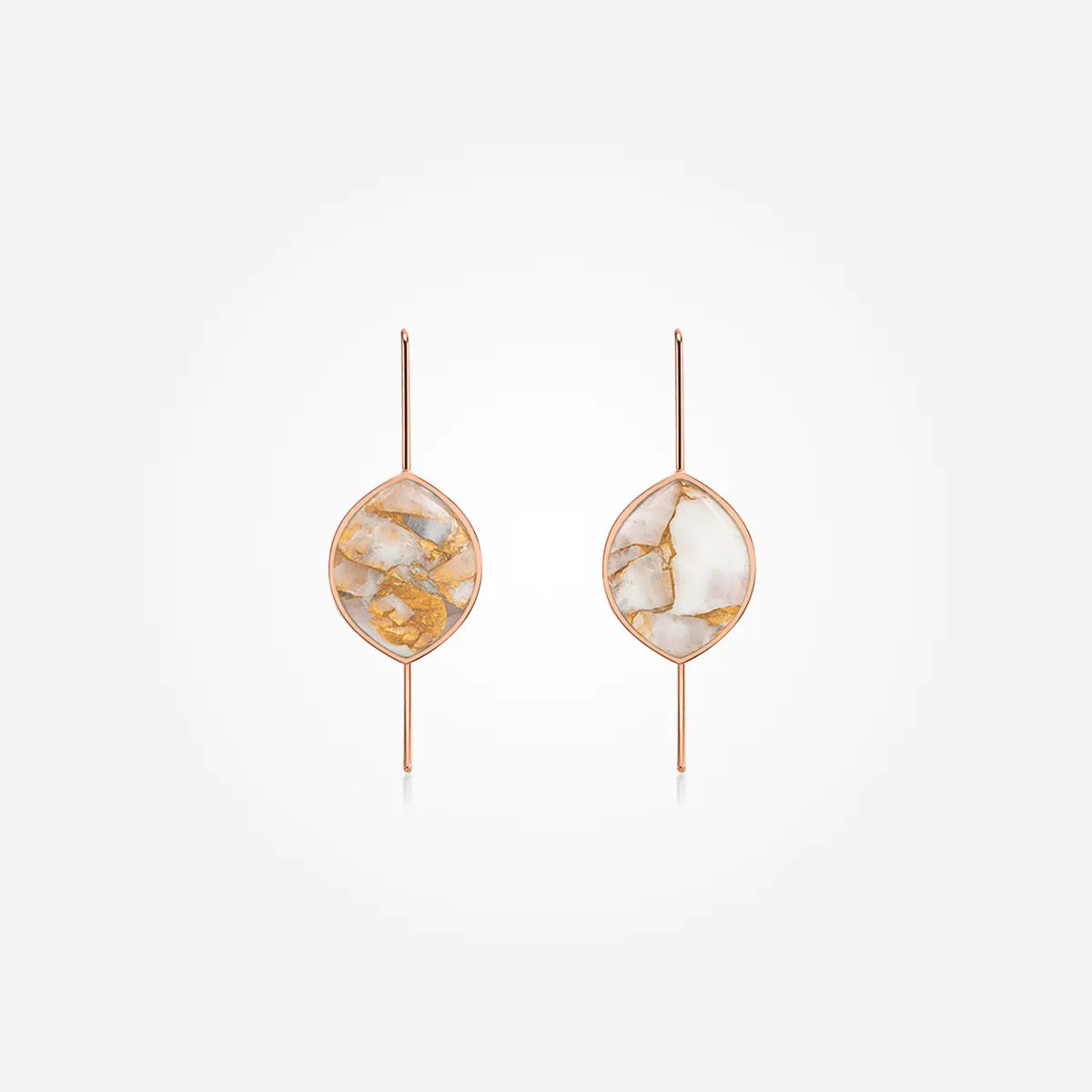 White Calcite Copper Stone Earrings (Curved)