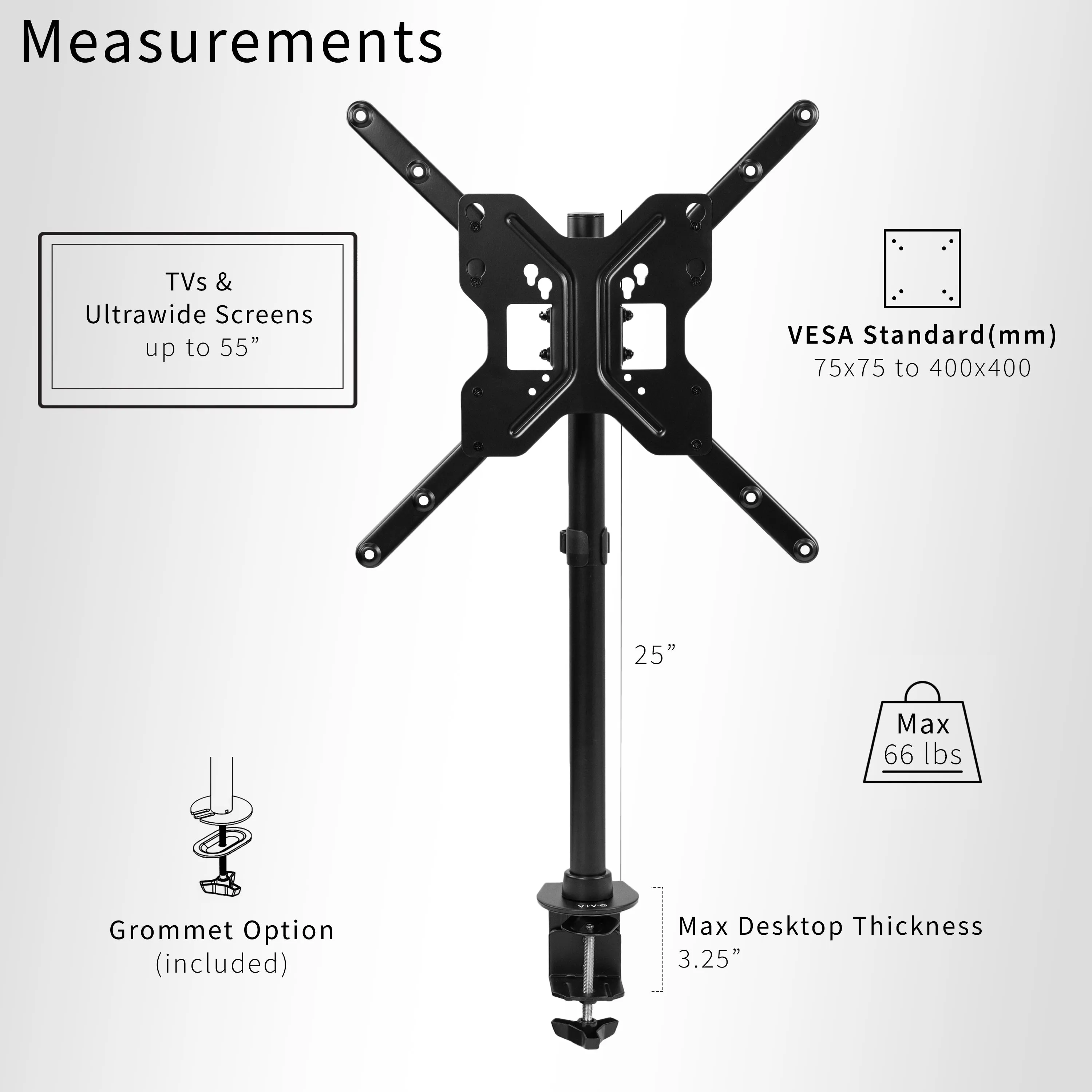 Wide Screen Mount for 23” to 55” TVs