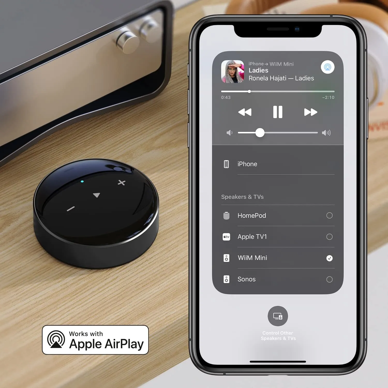 WiiM Mini AirPlay2 Wireless Audio Streamer and Yamaha RX-V385 5.1-Channel 4K A/V Receiver